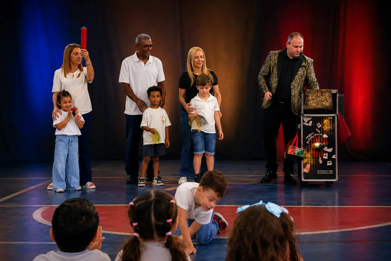Família participando do show infantil